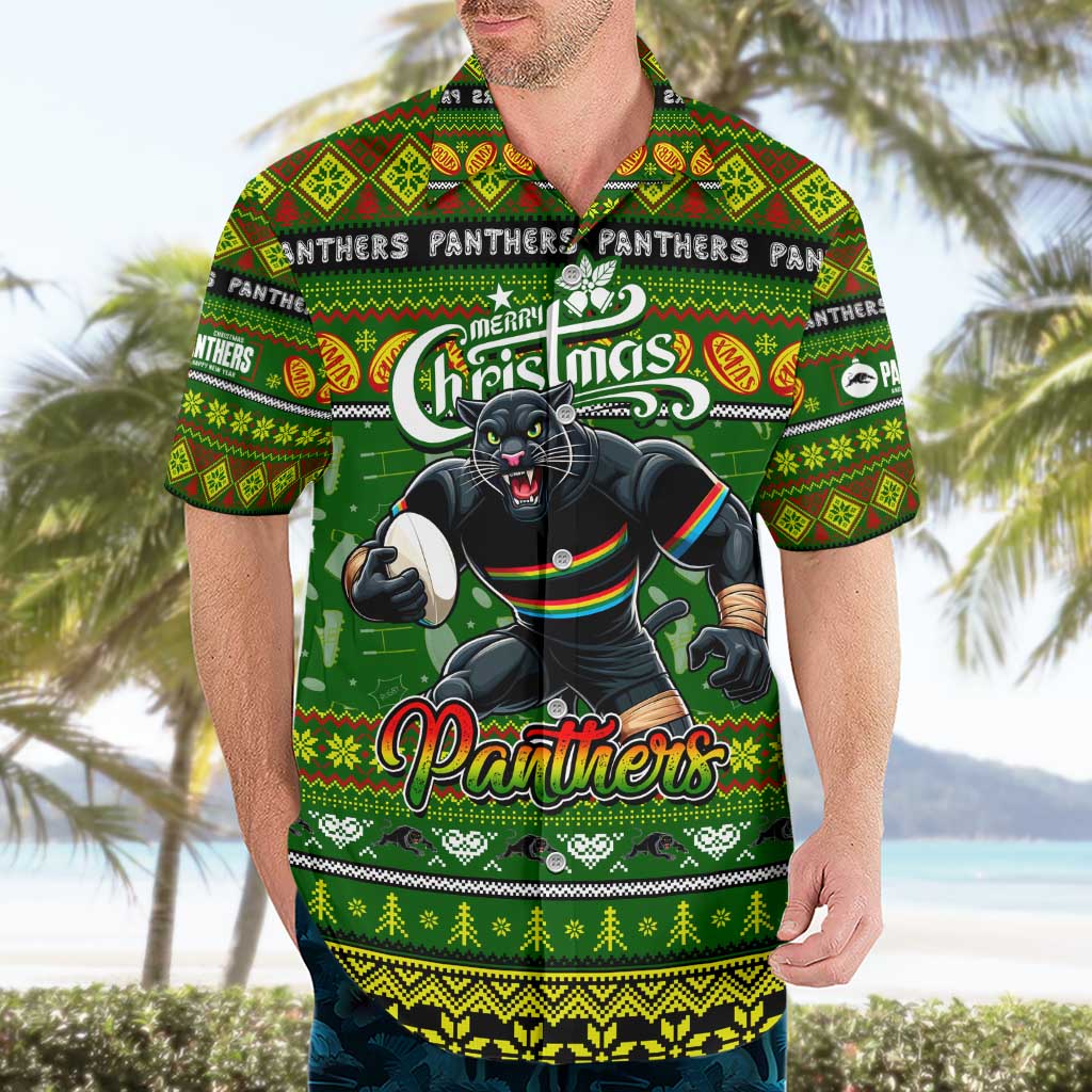 Personalized Panthers Rugby Xmas Hawaiian Shirt Australia NRL Mascot