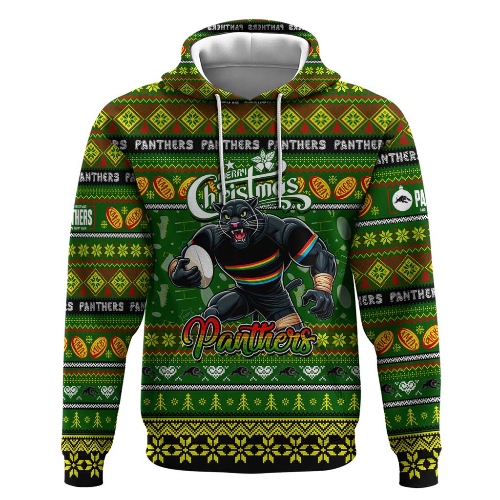 Personalized Panthers Rugby Xmas Hoodie Australia NRL Mascot
