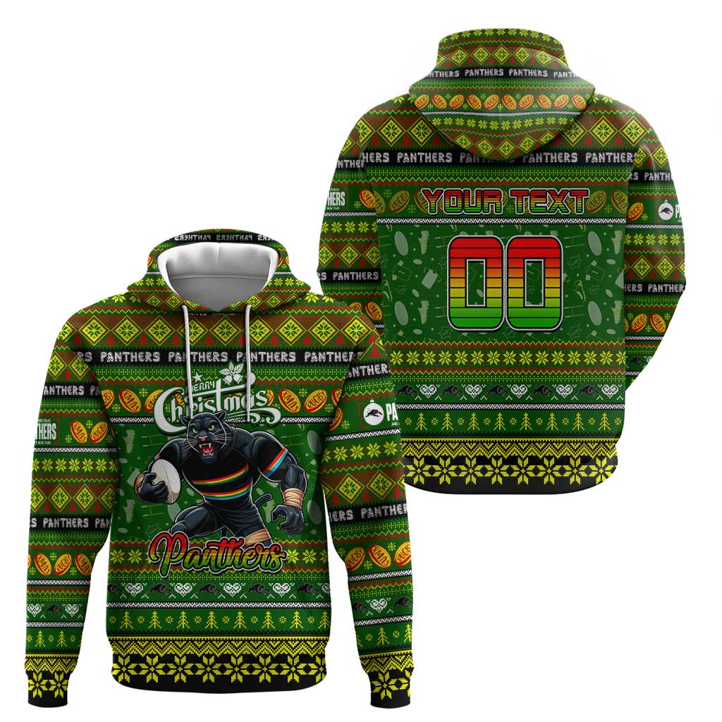 Personalized Panthers Rugby Xmas Hoodie Australia NRL Mascot