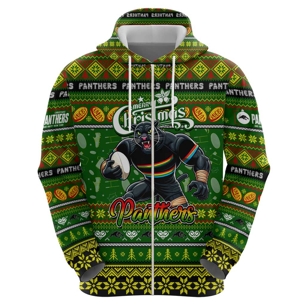 Personalized Panthers Rugby Xmas Hoodie Australia NRL Mascot