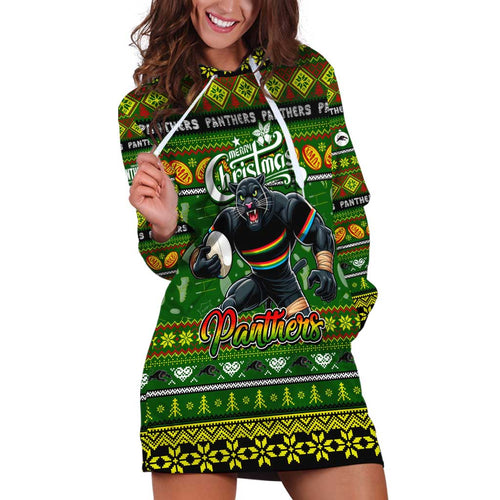 Personalized Panthers Rugby Xmas Hoodie Dress Australia NRL Mascot