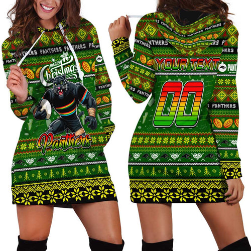 Personalized Panthers Rugby Xmas Hoodie Dress Australia NRL Mascot