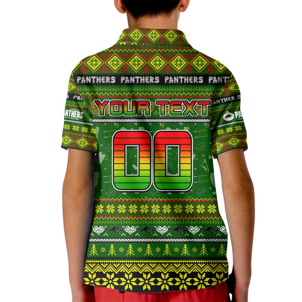 Personalized Panthers Rugby Xmas Kid Polo Shirt Australia NRL Mascot
