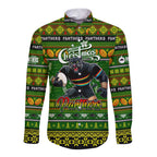 Personalized Panthers Rugby Xmas Long Sleeve Button Shirt Australia NRL Mascot