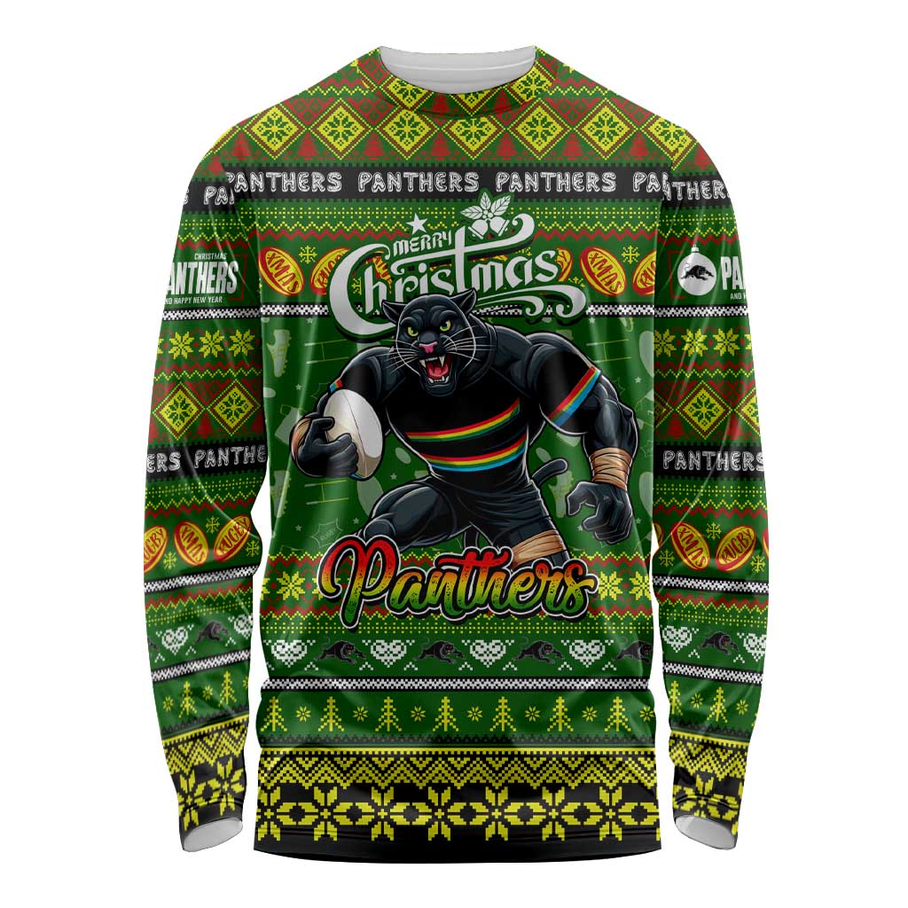 Personalized Panthers Rugby Xmas Long Sleeve Shirt Australia NRL Mascot