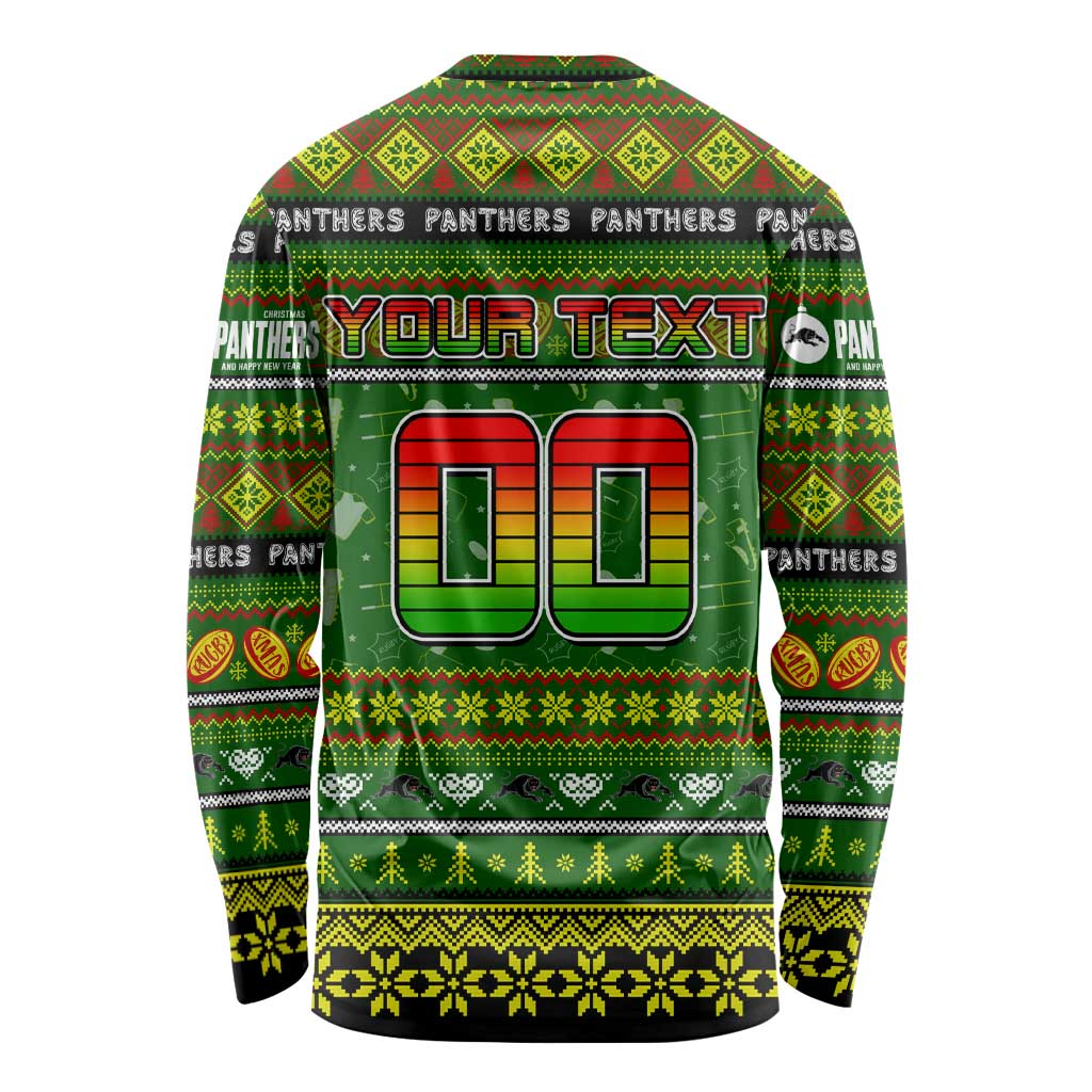 Personalized Panthers Rugby Xmas Long Sleeve Shirt Australia NRL Mascot