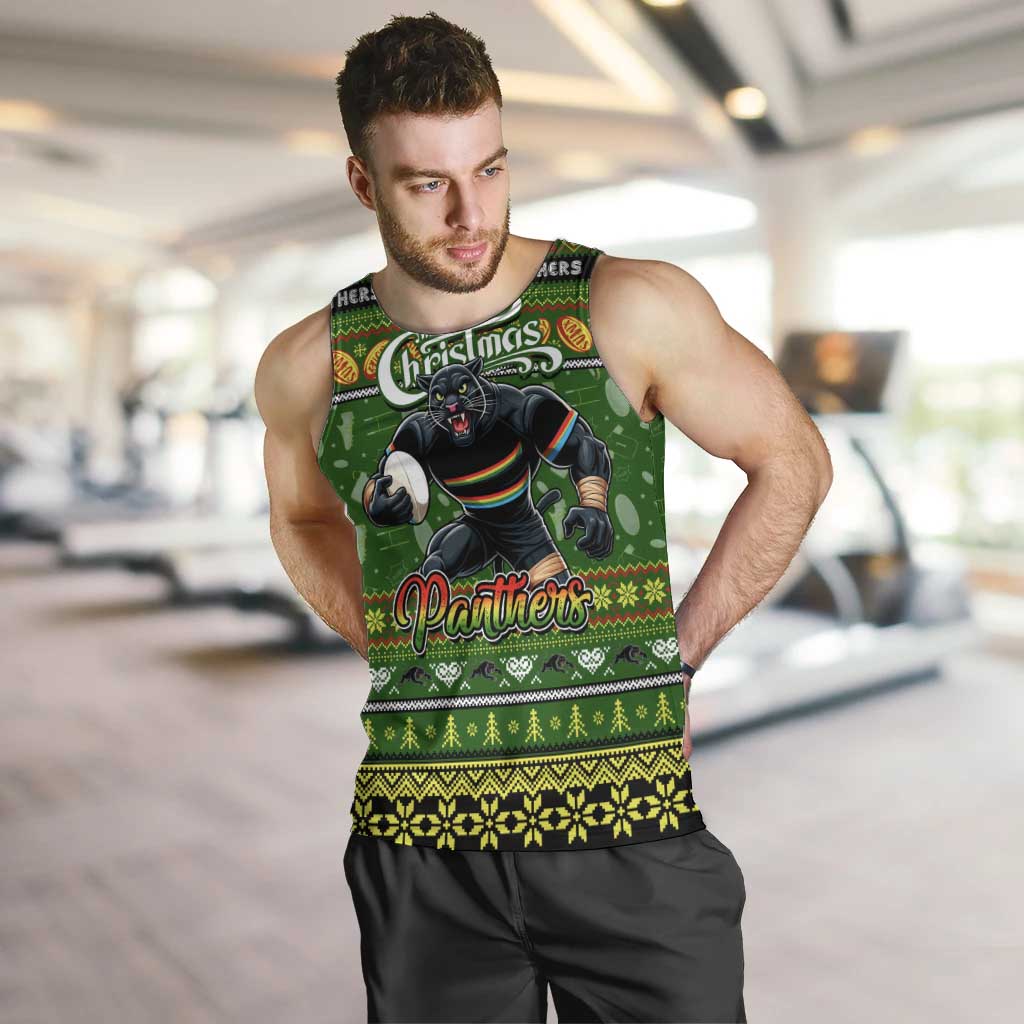 Personalized Panthers Rugby Xmas Men Tank Top Australia NRL Mascot