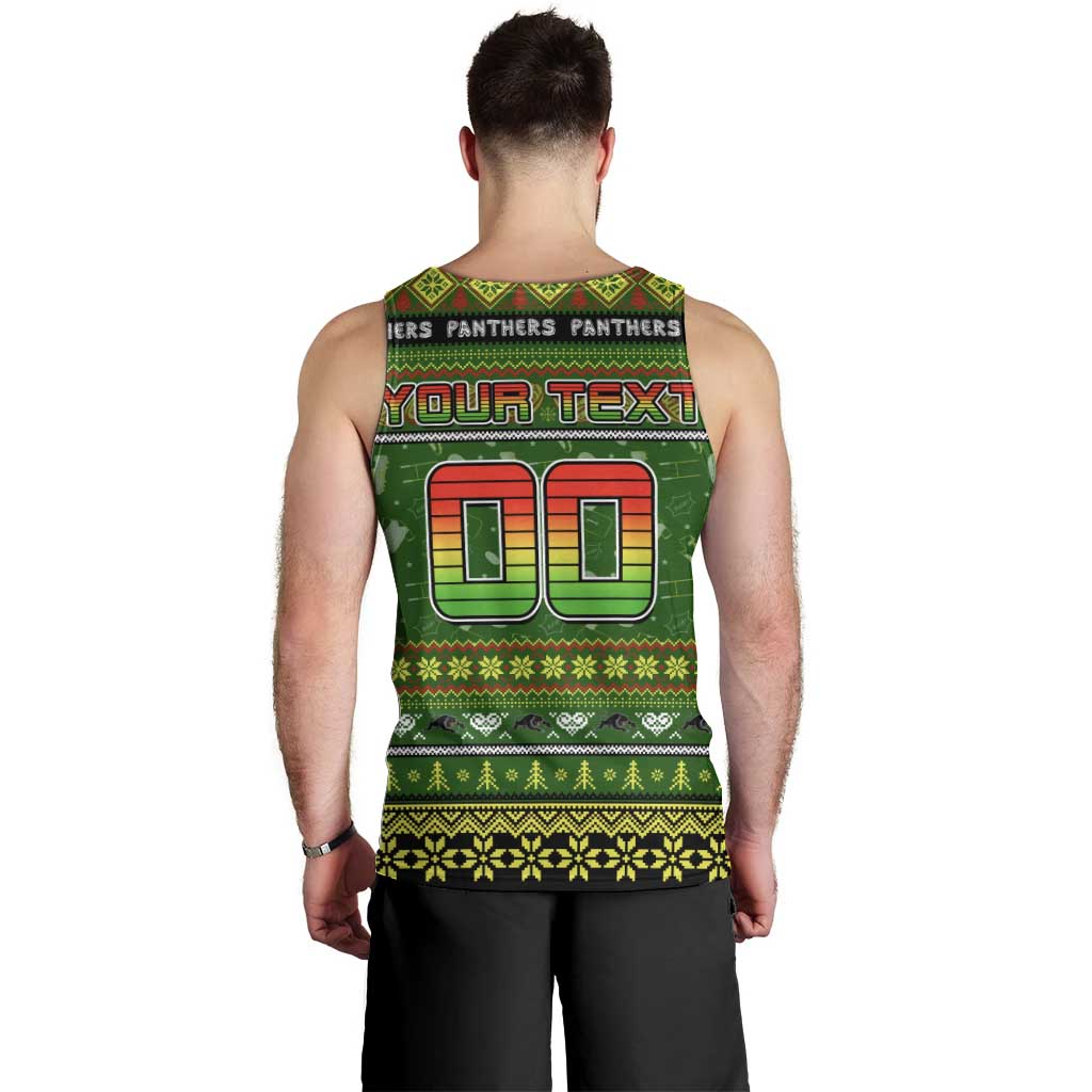 Personalized Panthers Rugby Xmas Men Tank Top Australia NRL Mascot