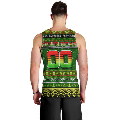 Personalized Panthers Rugby Xmas Men Tank Top Australia NRL Mascot