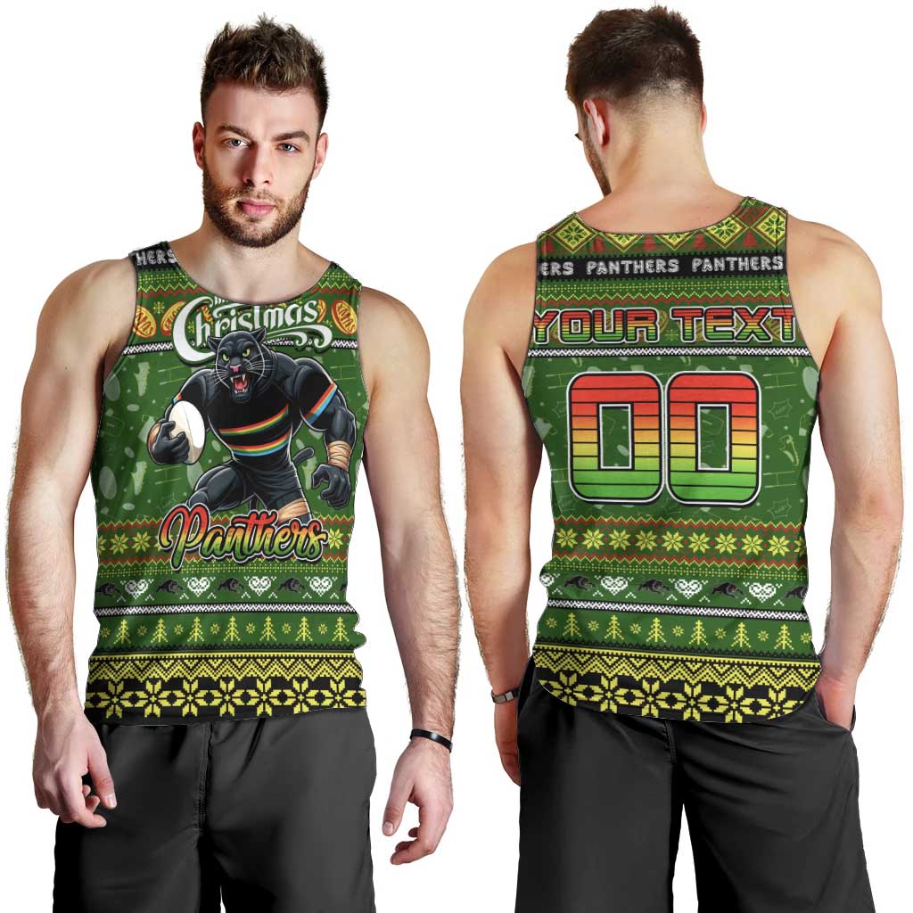 Personalized Panthers Rugby Xmas Men Tank Top Australia NRL Mascot