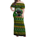 Personalized Panthers Rugby Xmas Off Shoulder Maxi Dress Australia NRL Mascot