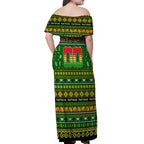 Personalized Panthers Rugby Xmas Off Shoulder Maxi Dress Australia NRL Mascot
