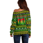 Personalized Panthers Rugby Xmas Off Shoulder Sweater Australia NRL Mascot