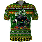 Personalized Panthers Rugby Xmas Polo Shirt Australia NRL Mascot