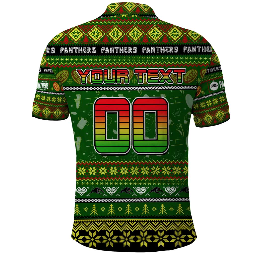 Personalized Panthers Rugby Xmas Polo Shirt Australia NRL Mascot