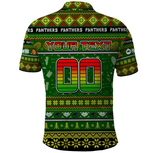 Personalized Panthers Rugby Xmas Polo Shirt Australia NRL Mascot