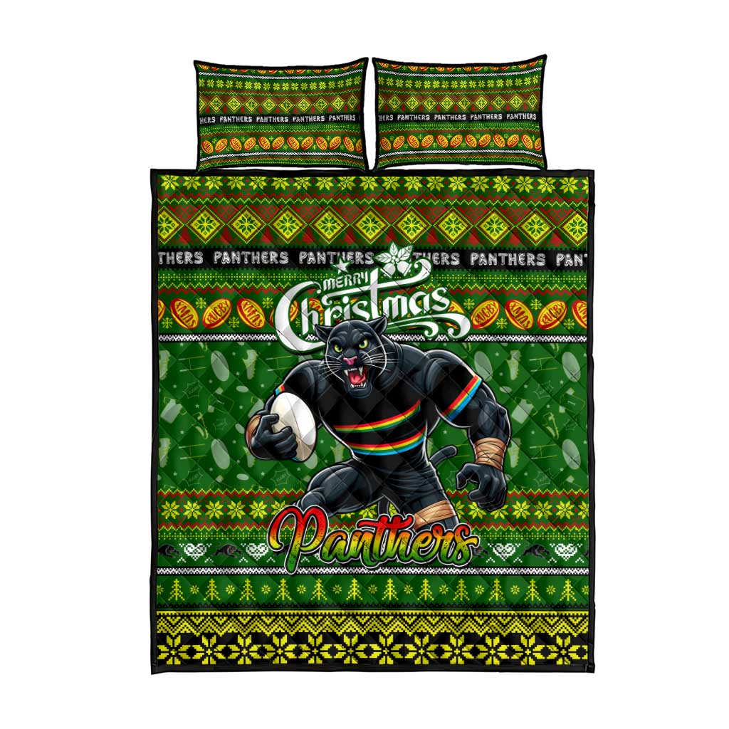 Panthers Rugby Xmas Quilt Bed Set Australia NRL Mascot