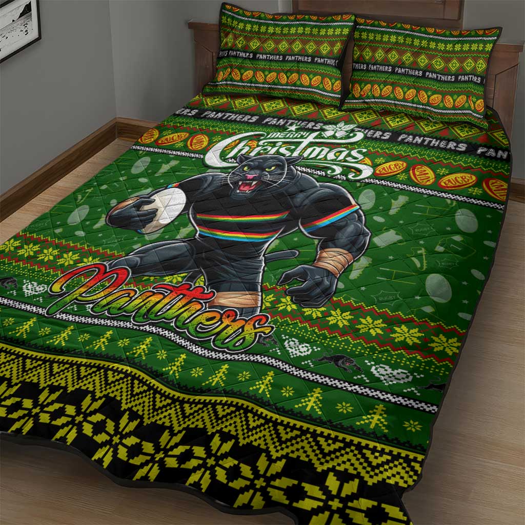 Panthers Rugby Xmas Quilt Bed Set Australia NRL Mascot