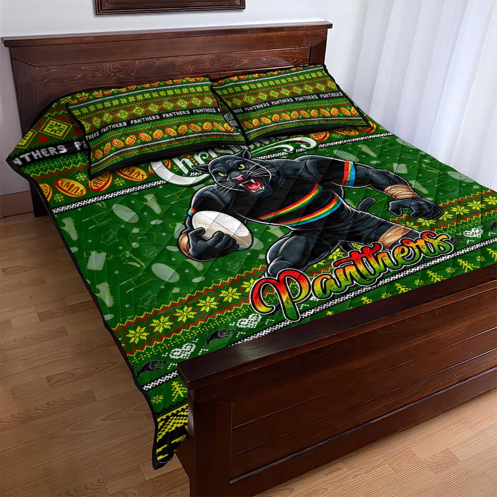 Panthers Rugby Xmas Quilt Bed Set Australia NRL Mascot
