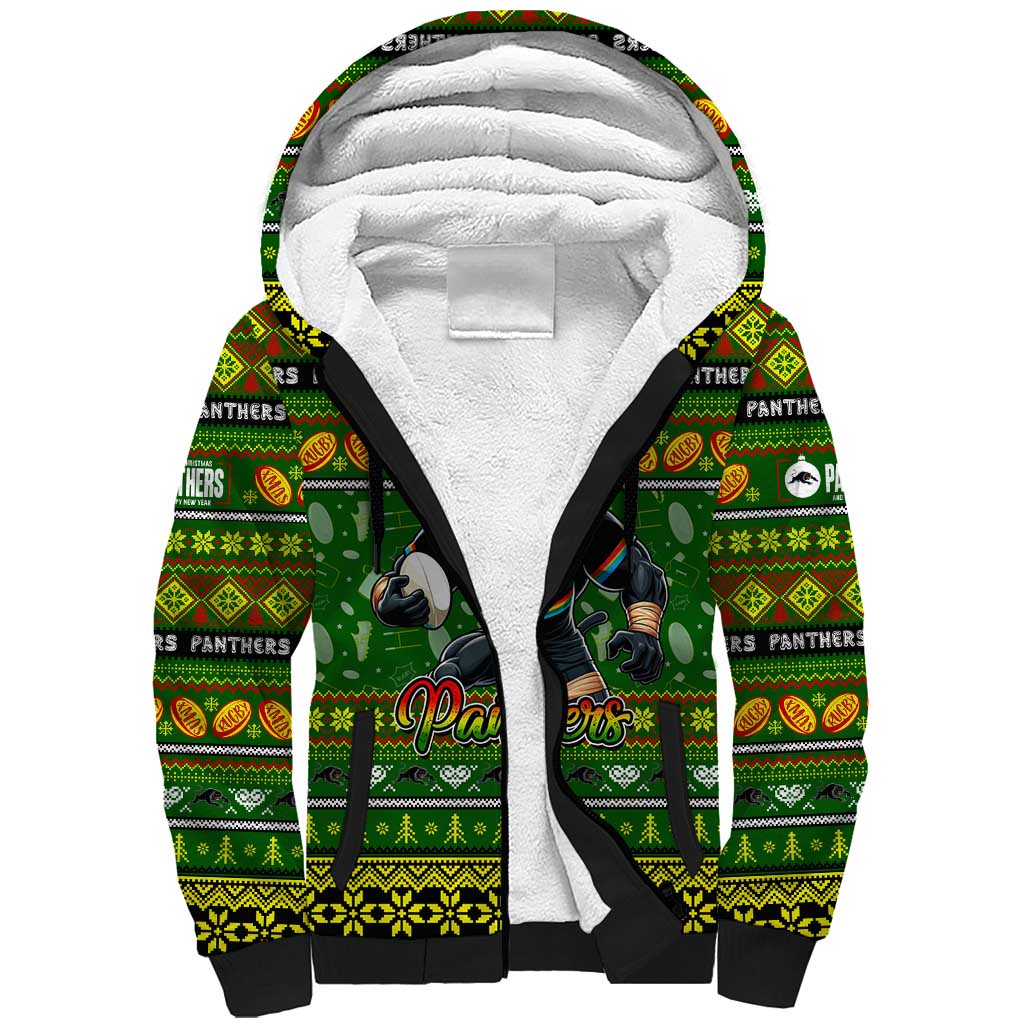 Personalized Panthers Rugby Xmas Sherpa Hoodie Australia NRL Mascot