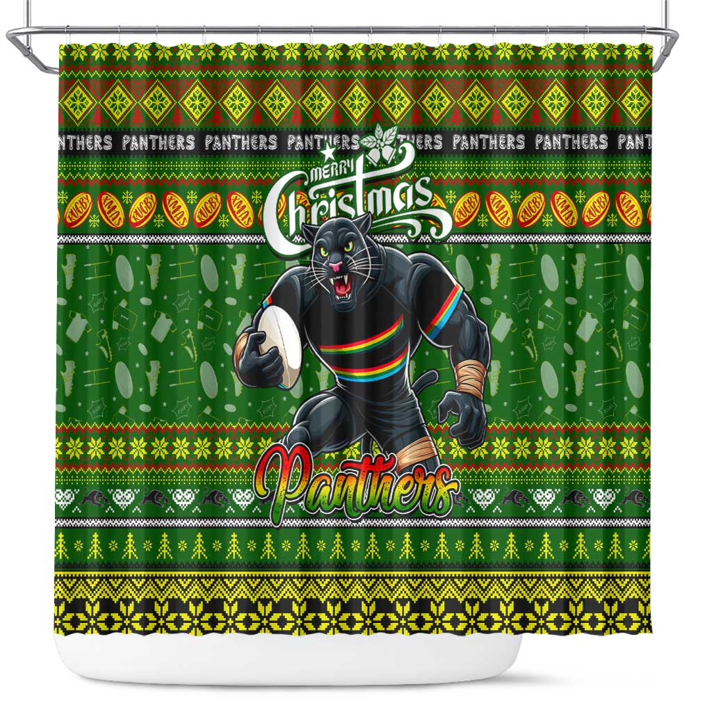 Panthers Rugby Xmas Shower Curtain Australia NRL Mascot