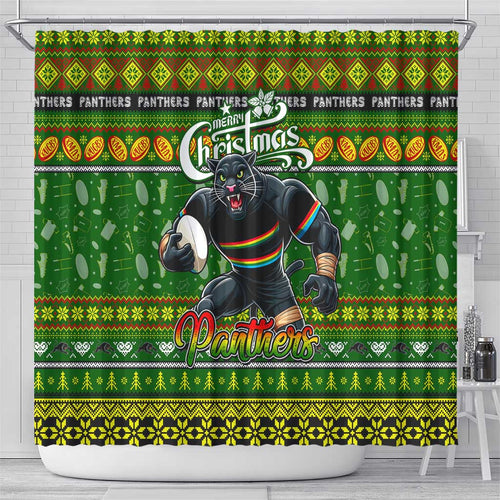 Panthers Rugby Xmas Shower Curtain Australia NRL Mascot