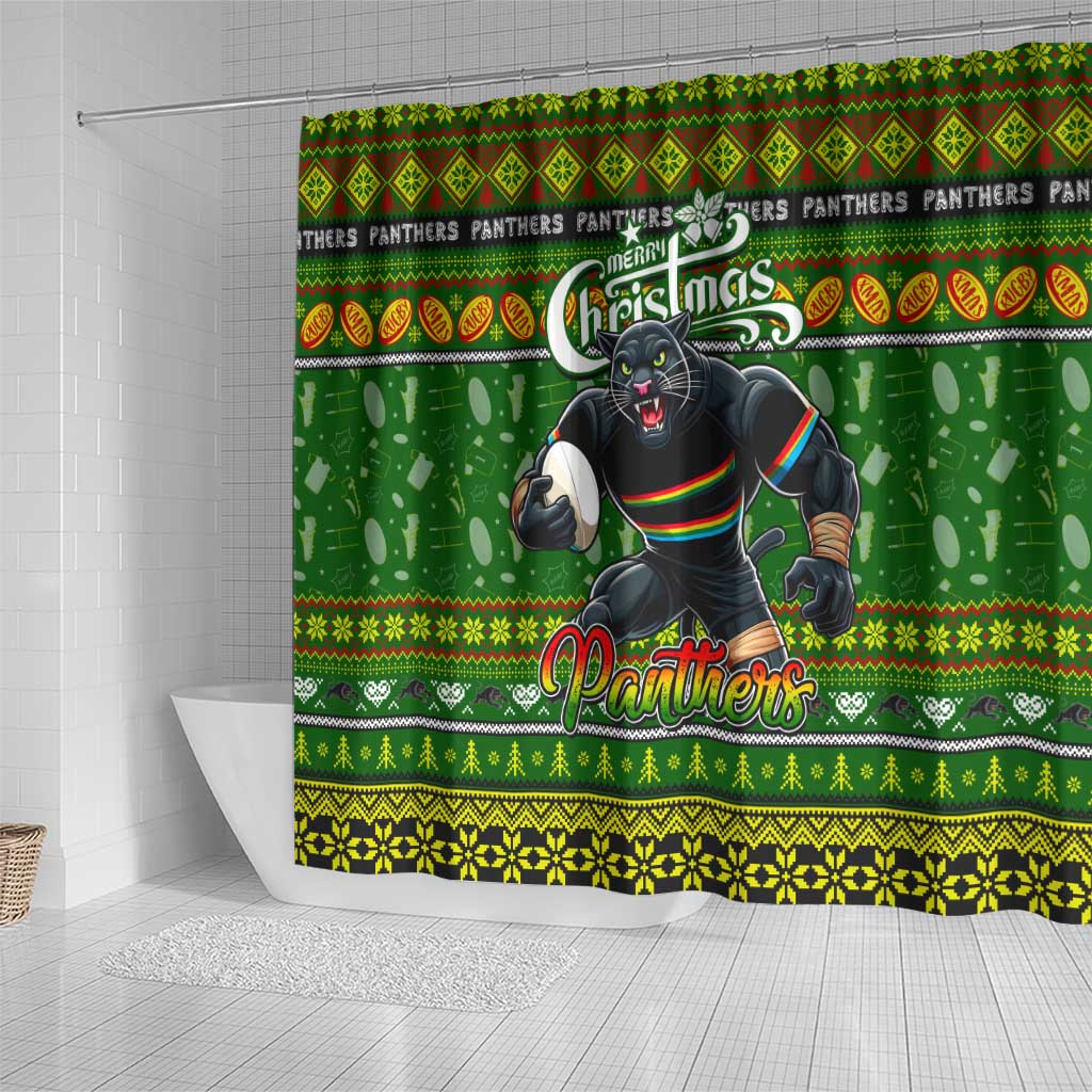 Panthers Rugby Xmas Shower Curtain Australia NRL Mascot