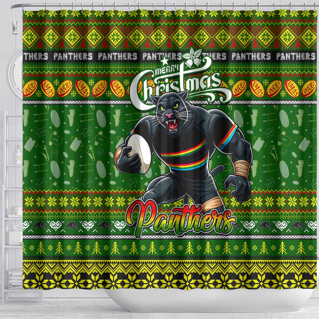 Panthers Rugby Xmas Shower Curtain Australia NRL Mascot