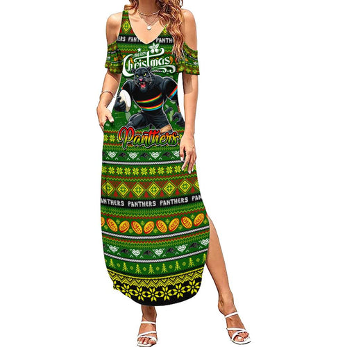 Personalized Panthers Rugby Xmas Summer Maxi Dress Australia NRL Mascot