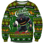 Personalized Panthers Rugby Xmas Sweatshirt Australia NRL Mascot