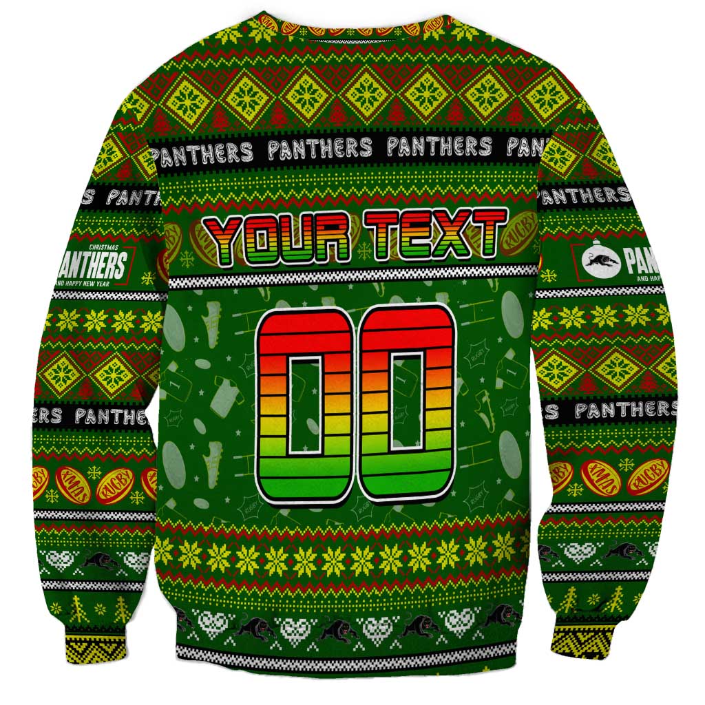 Personalized Panthers Rugby Xmas Sweatshirt Australia NRL Mascot