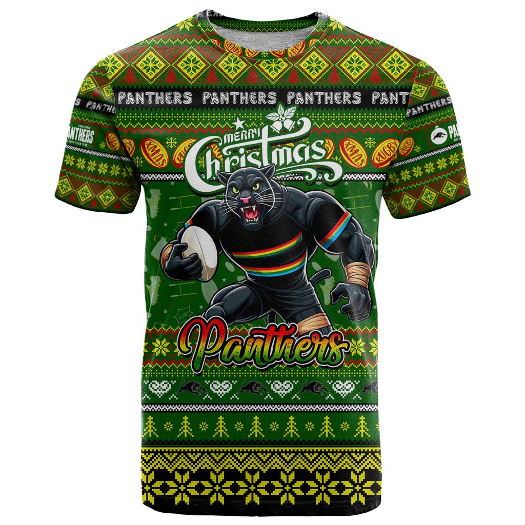 Personalized Panthers Rugby Xmas T Shirt Australia NRL Mascot