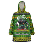 Personalized Panthers Rugby Xmas Wearable Blanket Hoodie Australia NRL Mascot