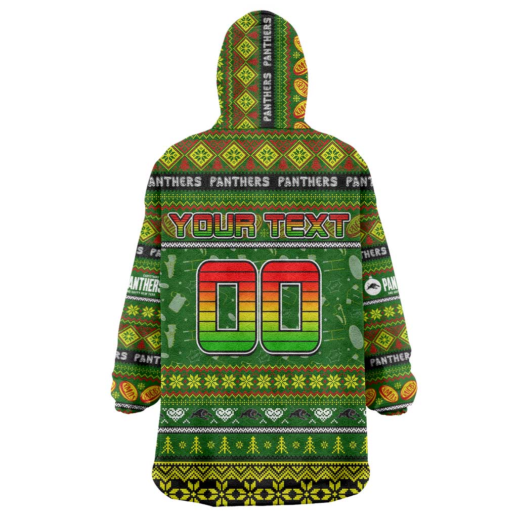 Personalized Panthers Rugby Xmas Wearable Blanket Hoodie Australia NRL Mascot