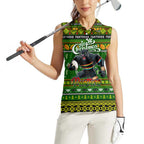 Personalized Panthers Rugby Xmas Women Sleeveless Polo Shirt Australia NRL Mascot