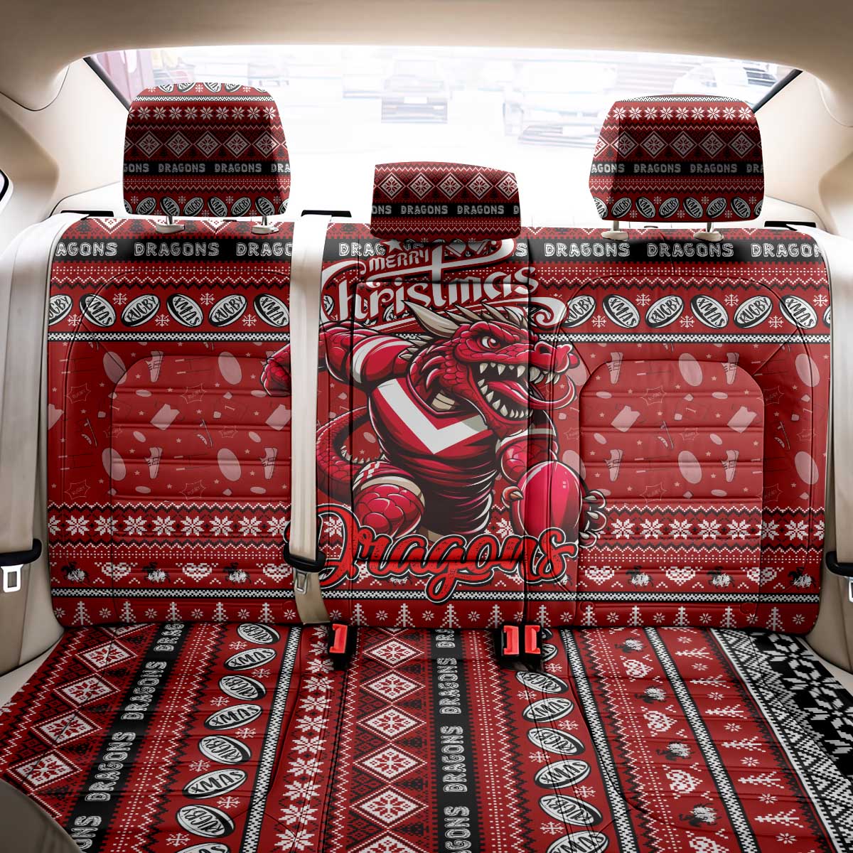 Dragons Rugby Xmas Back Car Seat Cover Australia NRL Mascot