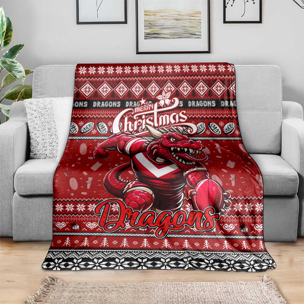Dragons Rugby Xmas Blanket Australia NRL Mascot