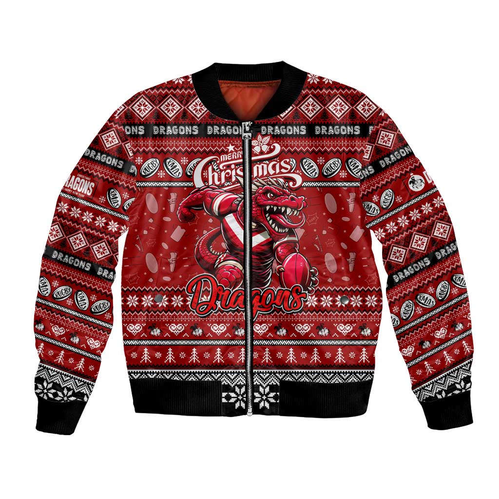 Personalized Dragons Rugby Xmas Bomber Jacket Australia NRL Mascot