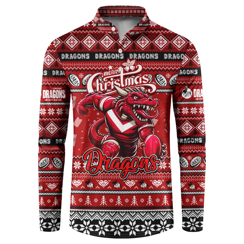 Personalized Dragons Rugby Xmas Button Sweatshirt Australia NRL Mascot