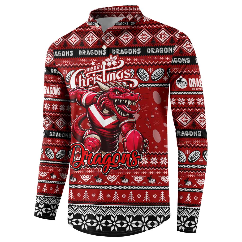 Personalized Dragons Rugby Xmas Button Sweatshirt Australia NRL Mascot