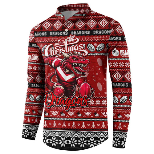 Personalized Dragons Rugby Xmas Button Sweatshirt Australia NRL Mascot