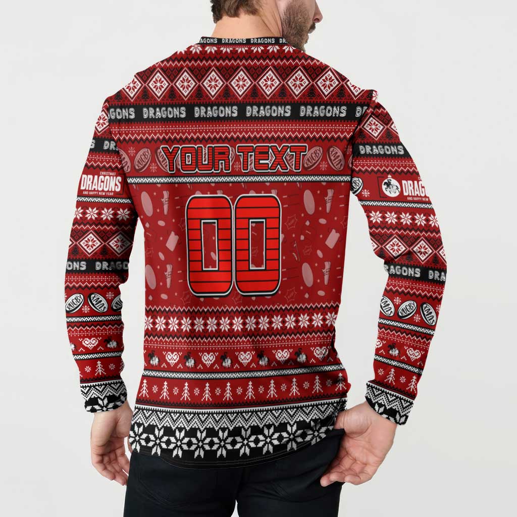 Personalized Dragons Rugby Xmas Button Sweatshirt Australia NRL Mascot