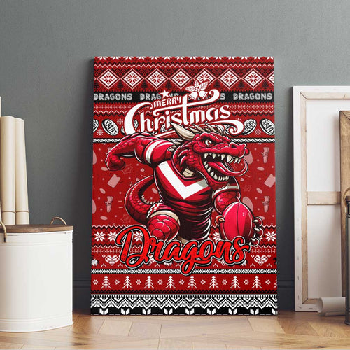 Dragons Rugby Xmas Canvas Wall Art Australia NRL Mascot