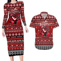 Personalized Dragons Rugby Xmas Couples Matching Long Sleeve Bodycon Dress and Hawaiian Shirt Australia NRL Mascot