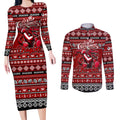 Personalized Dragons Rugby Xmas Couples Matching Long Sleeve Bodycon Dress and Long Sleeve Button Shirt Australia NRL Mascot