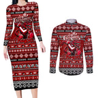 Personalized Dragons Rugby Xmas Couples Matching Long Sleeve Bodycon Dress and Long Sleeve Button Shirt Australia NRL Mascot
