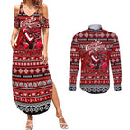 Personalized Dragons Rugby Xmas Couples Matching Summer Maxi Dress and Long Sleeve Button Shirt Australia NRL Mascot