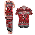 Personalized Dragons Rugby Xmas Couples Matching Tank Maxi Dress and Hawaiian Shirt Australia NRL Mascot