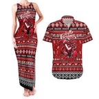Personalized Dragons Rugby Xmas Couples Matching Tank Maxi Dress and Hawaiian Shirt Australia NRL Mascot
