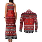 Personalized Dragons Rugby Xmas Couples Matching Tank Maxi Dress and Long Sleeve Button Shirt Australia NRL Mascot